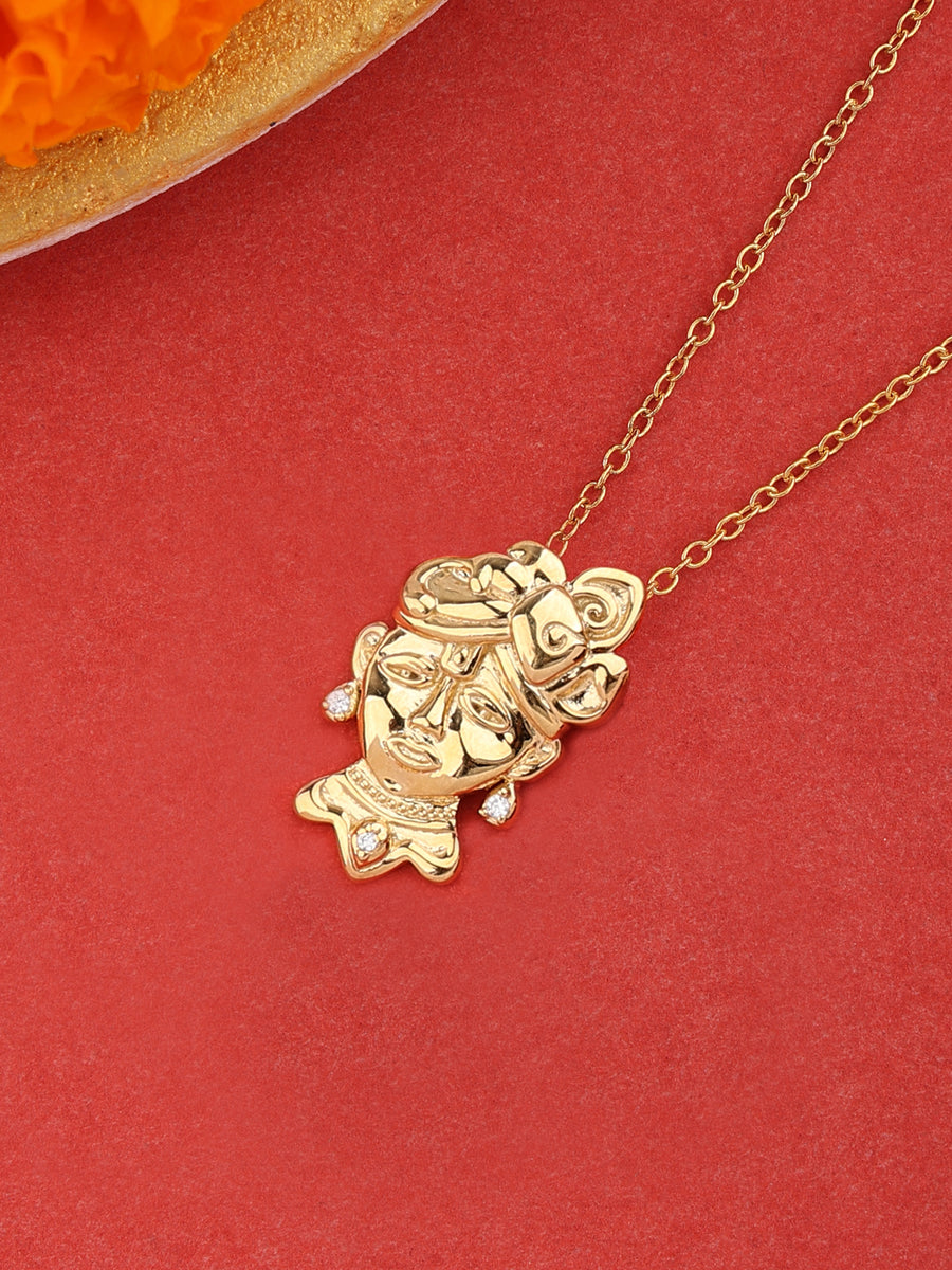 Golden Shreenathji Pendant With Chain