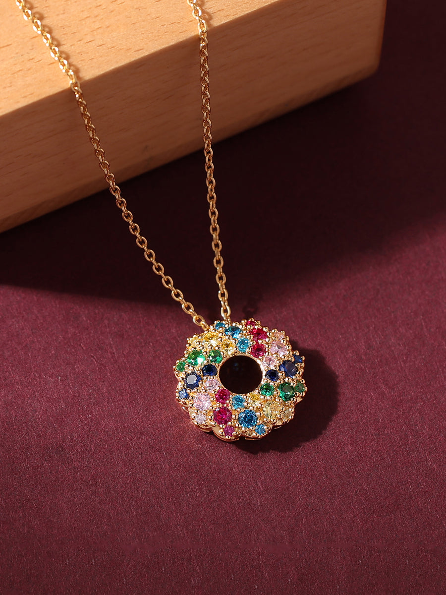 Color Donut Gold Pendant For Women