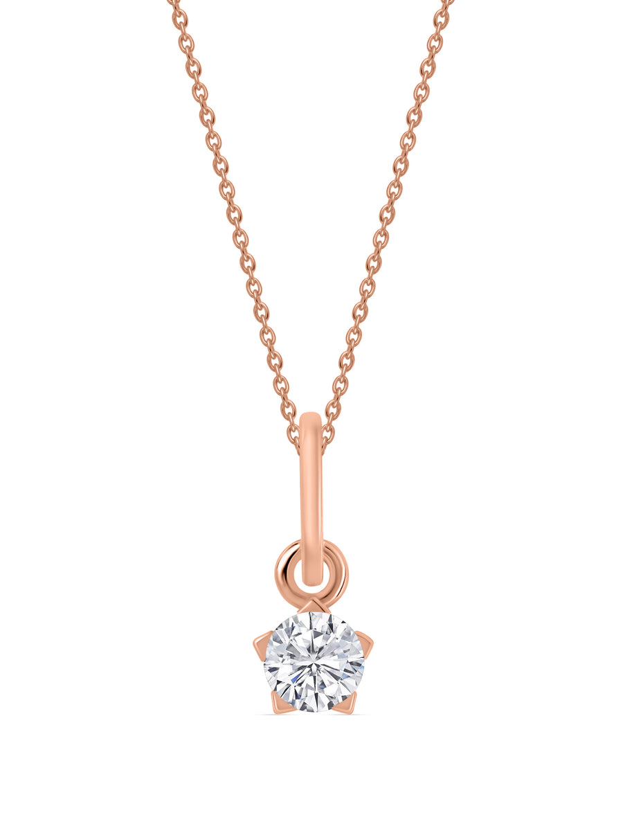 0.20 Ct Lab Diamond Solitaire Gold Pendant WIth Chain