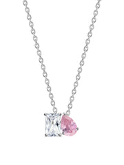 Toi Et Moi Pink CZ Pendant With Silver Chain