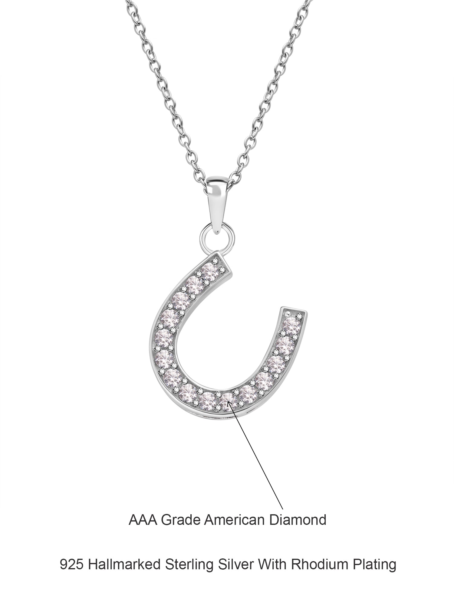 Lucky Horseshoe Pendant With Chain In 925 Silver-3