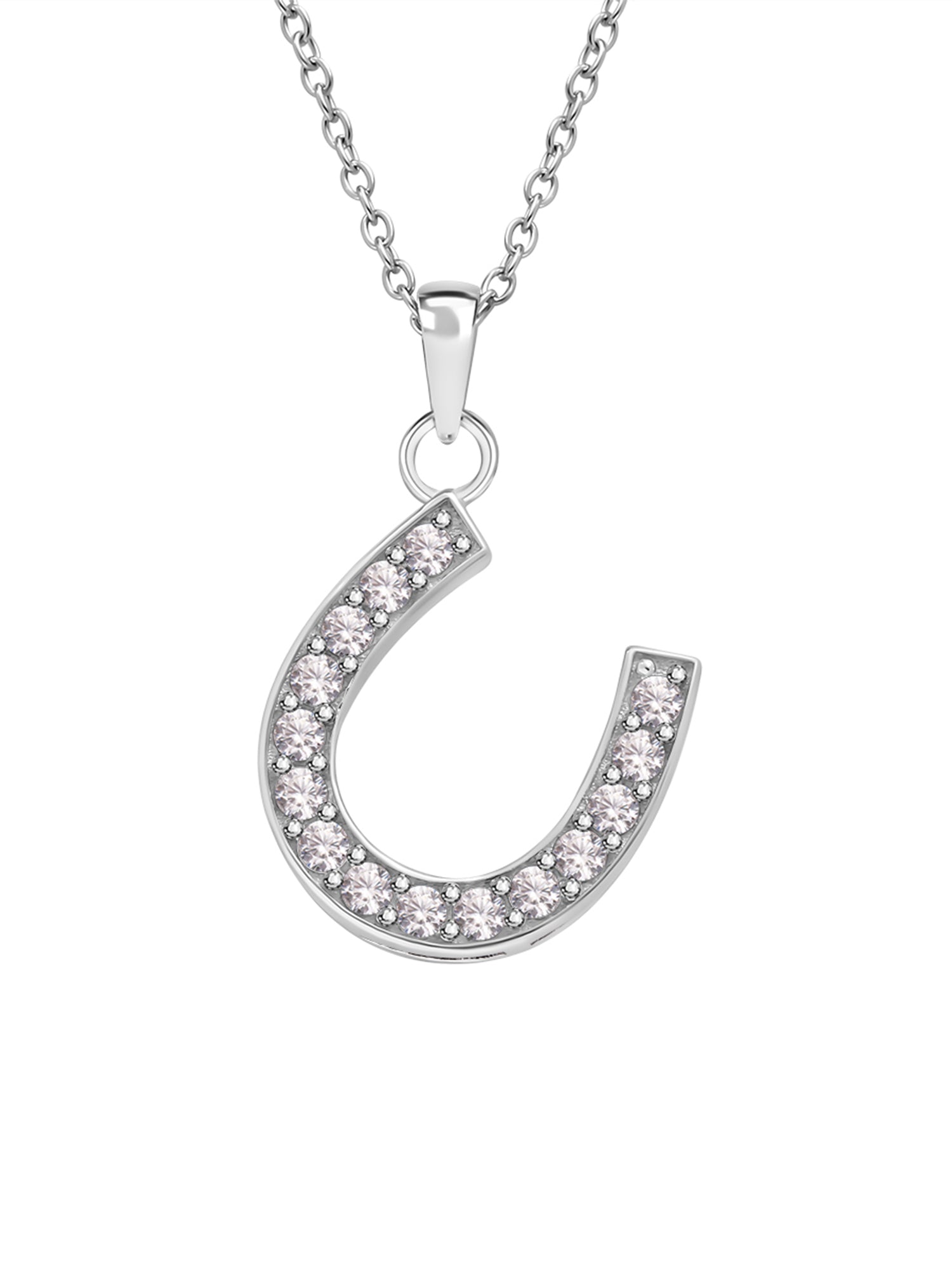 Lucky Horseshoe Pendant With Chain In 925 Silver-1