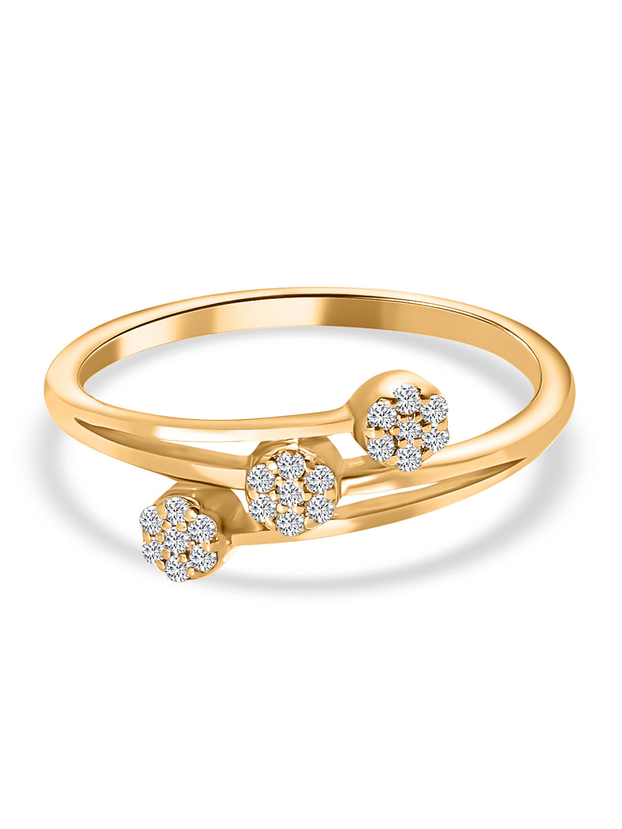 Trio Flower Diamond Gold Ring-1