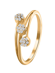 Trio Flower Diamond Gold Ring-2