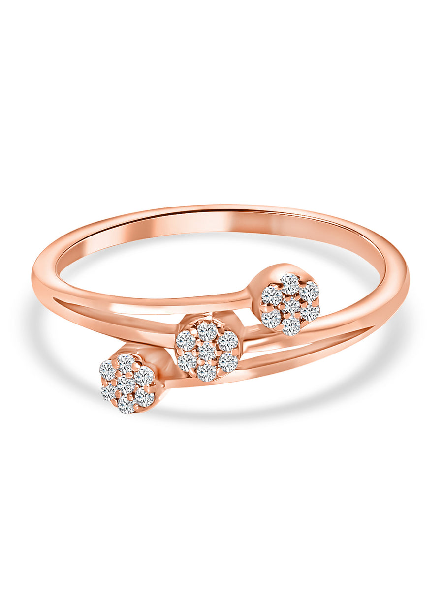 Trio Flower Diamond Gold Ring