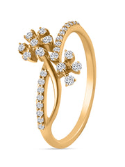 Crossover Flower Diamond Gold Ring-3