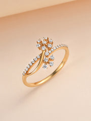 Crossover Flower Diamond Gold Ring-1