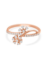 Crossover Flower Diamond Gold Ring