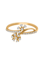 Crossover Flower Diamond Gold Ring