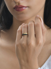 Gold band Ring With Enamel-1