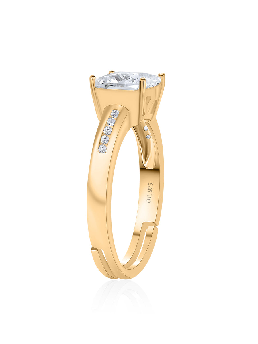 Diamond Look Gold Plated Engagement Ring For Women-6