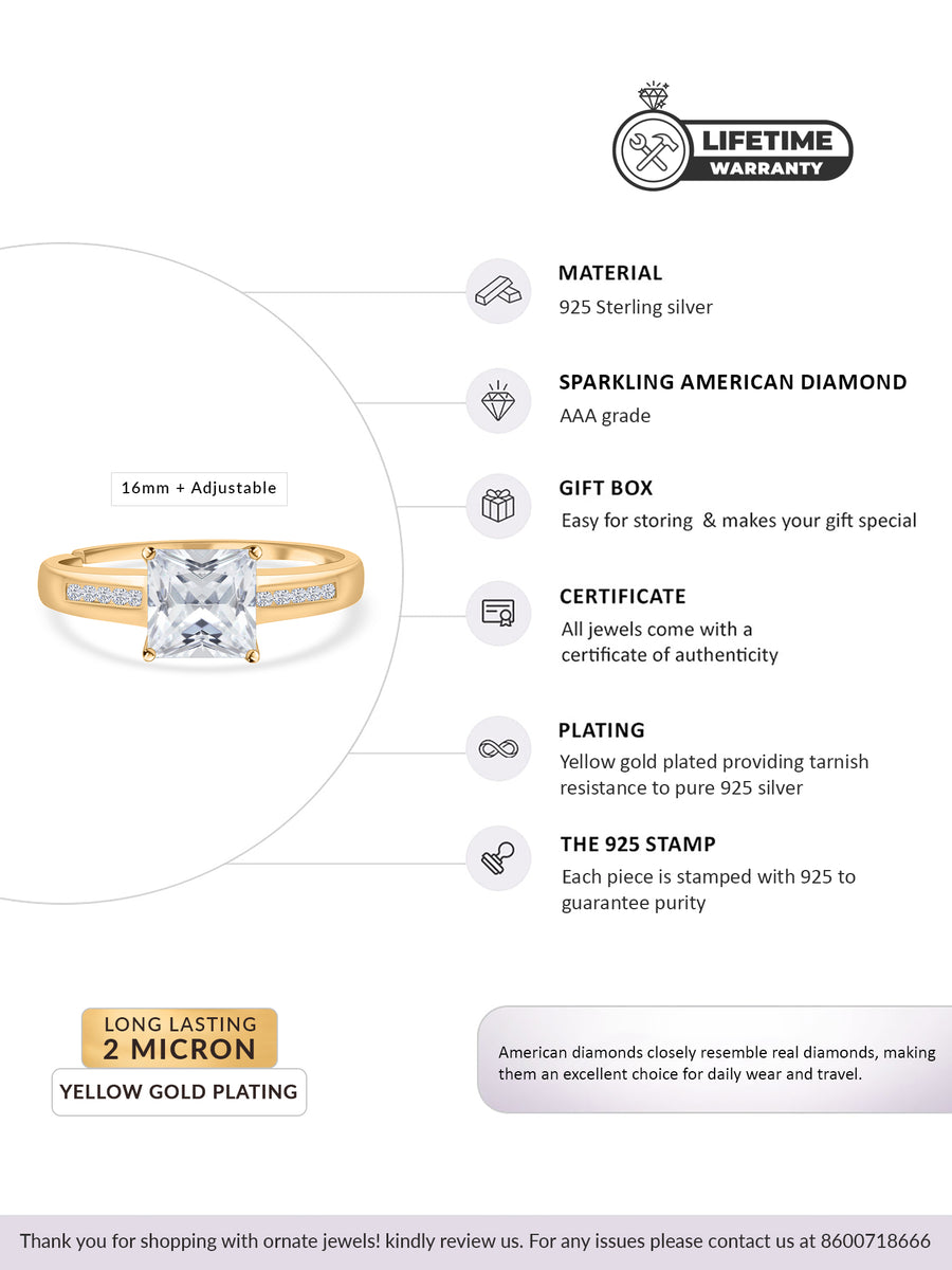 Diamond Look Gold Plated Engagement Ring For Women-5