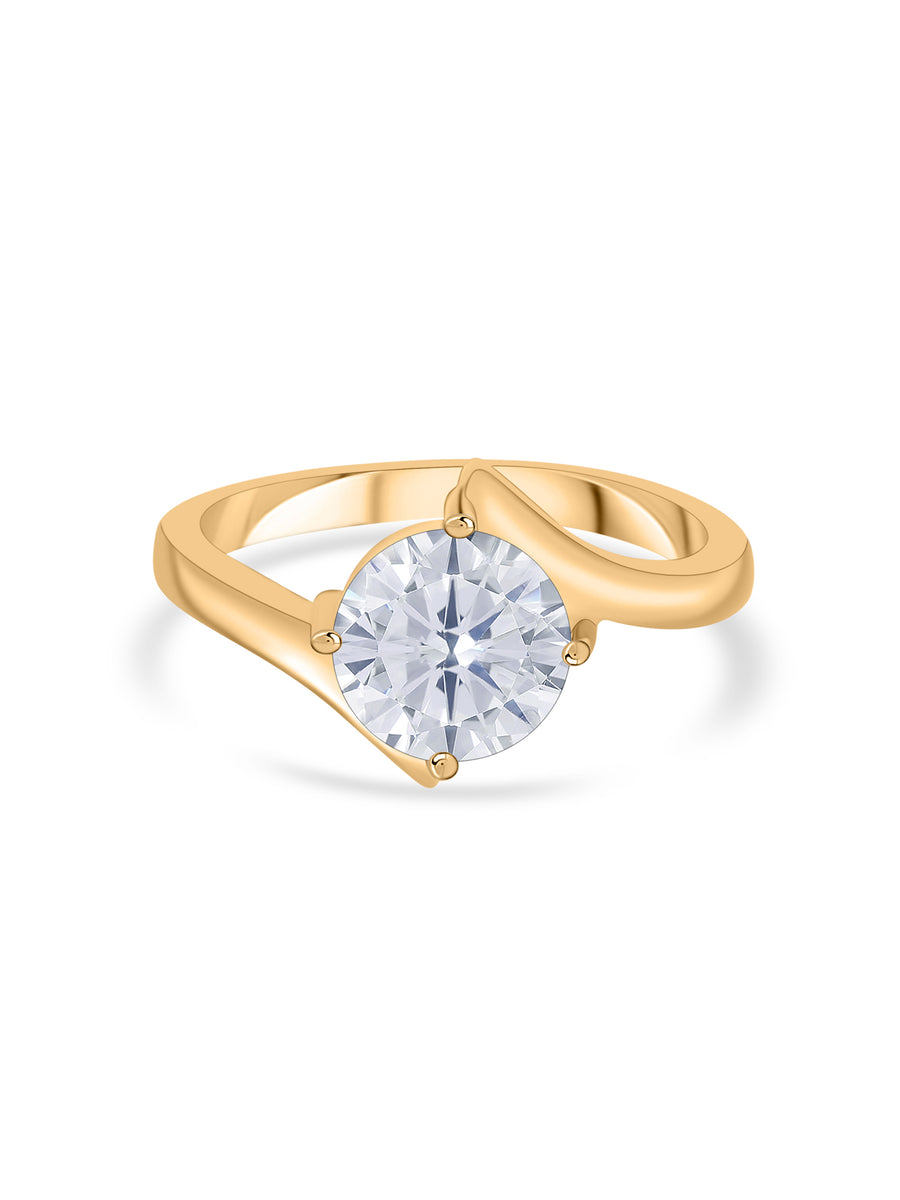 4 Carat Diamond Look Solitaire Gold Ring For Women