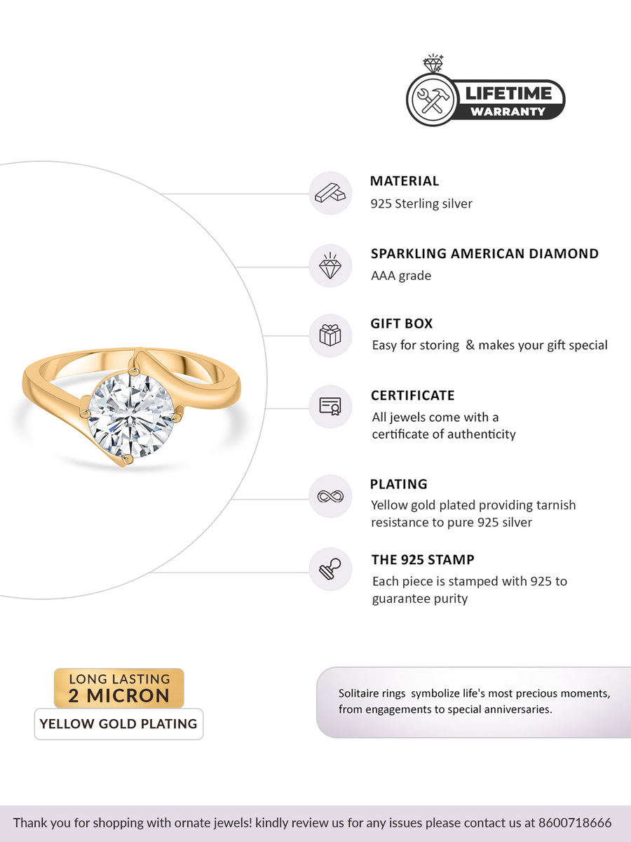 4 Carat Diamond Look Solitaire Gold Ring For Women-5