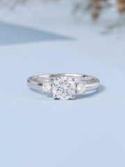 3 Stone Diamond Look Adjustable Ring-1