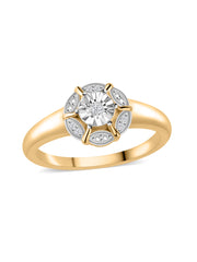 Halo Solitaire Gold Ring For Women