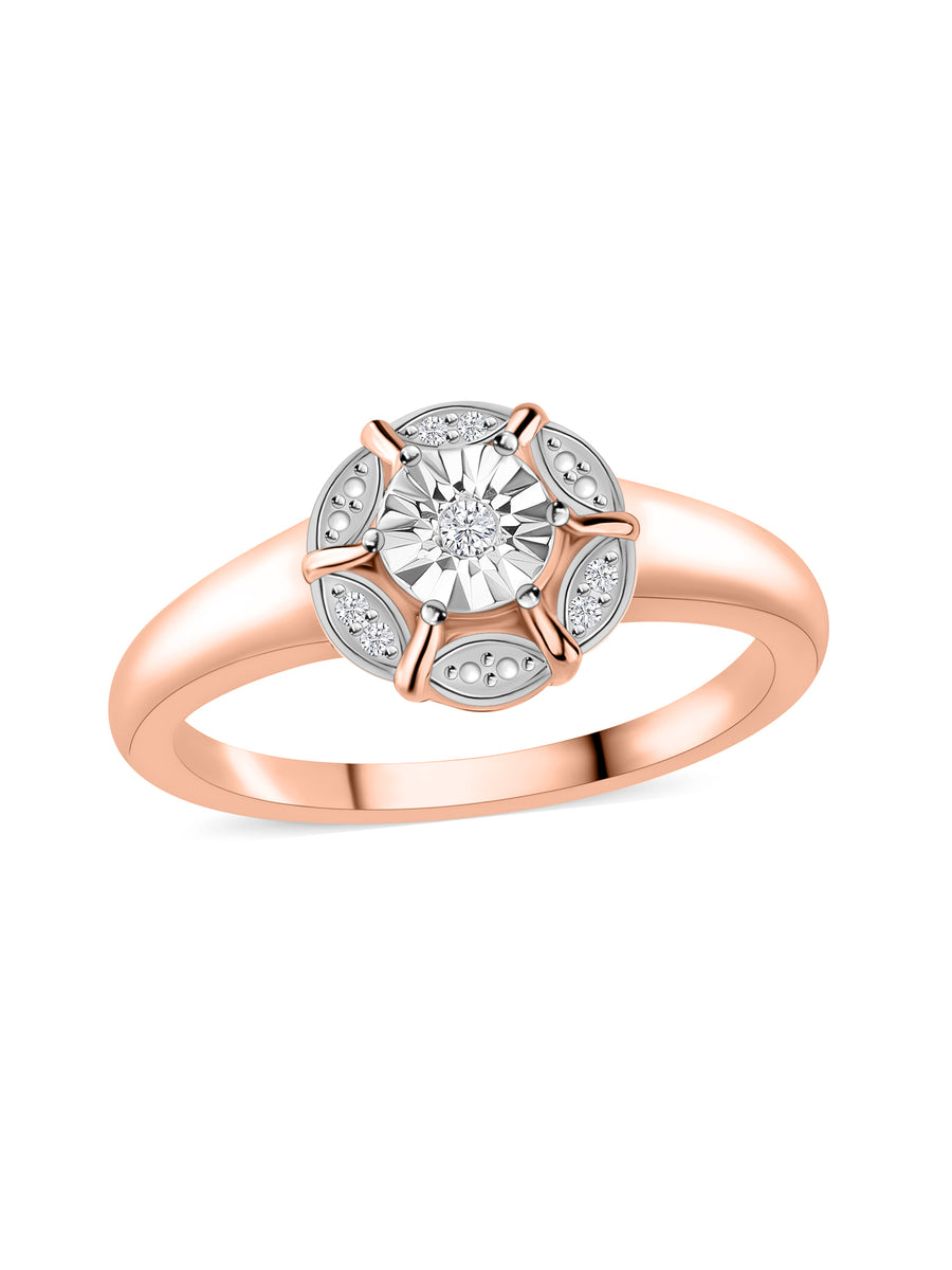 Halo Solitaire Gold Ring For Women