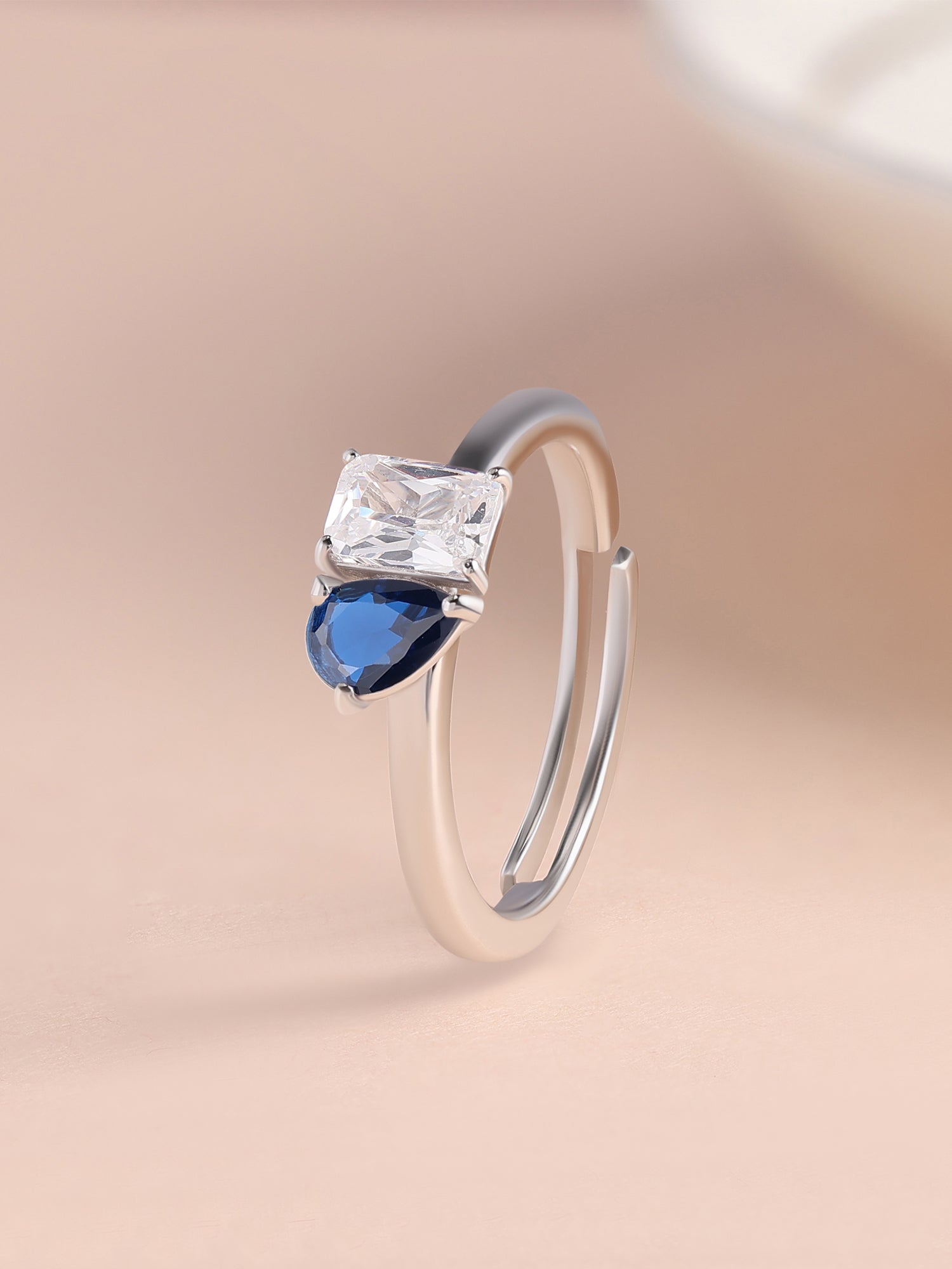 Toi Et Moi Blue Sapphire Silver Ring