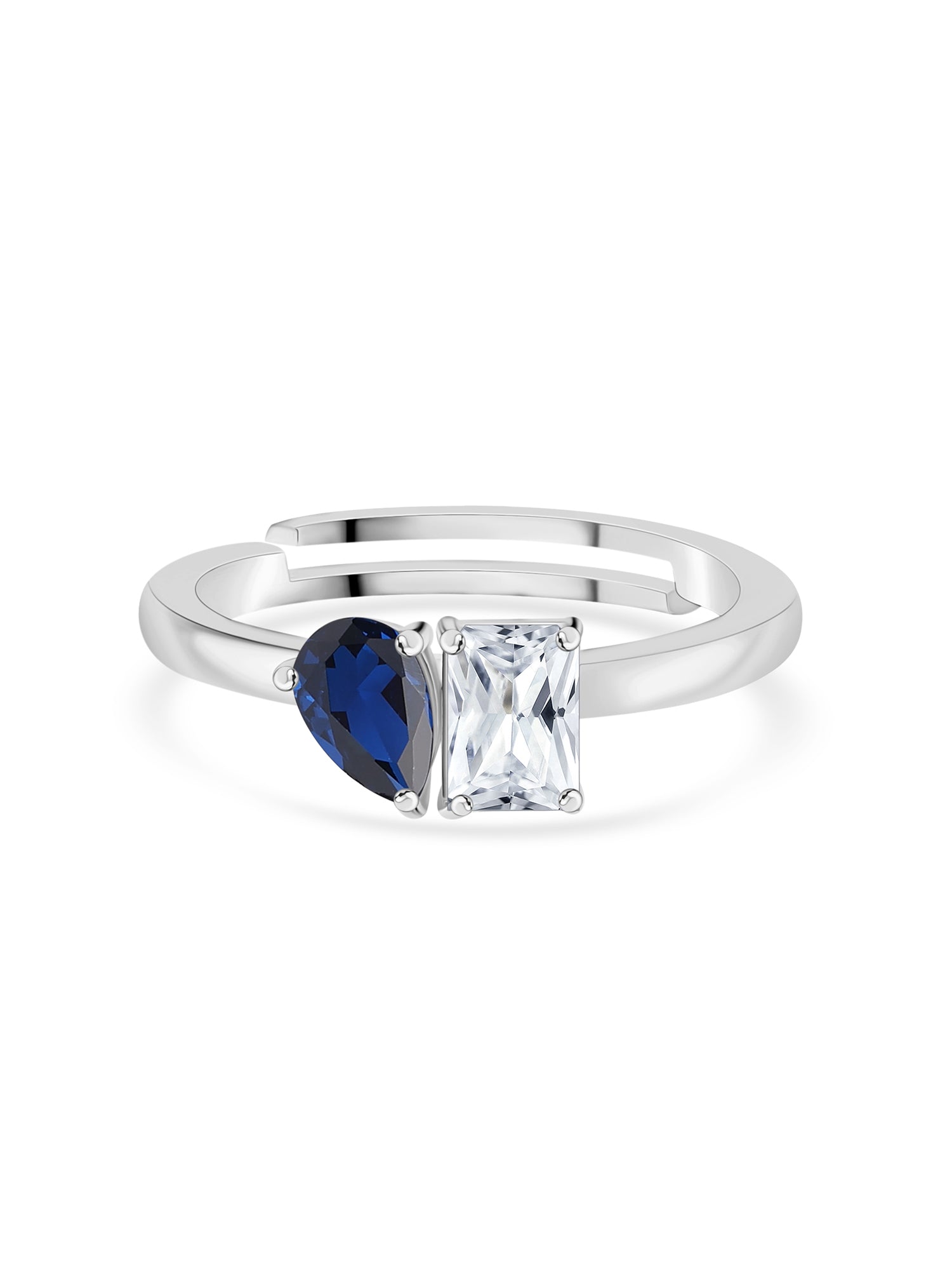 Toi Et Moi Blue Sapphire Silver Ring