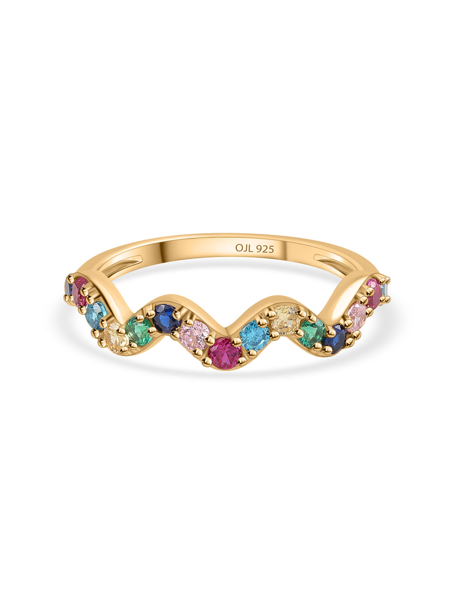 Waves Of Color Gold Ring