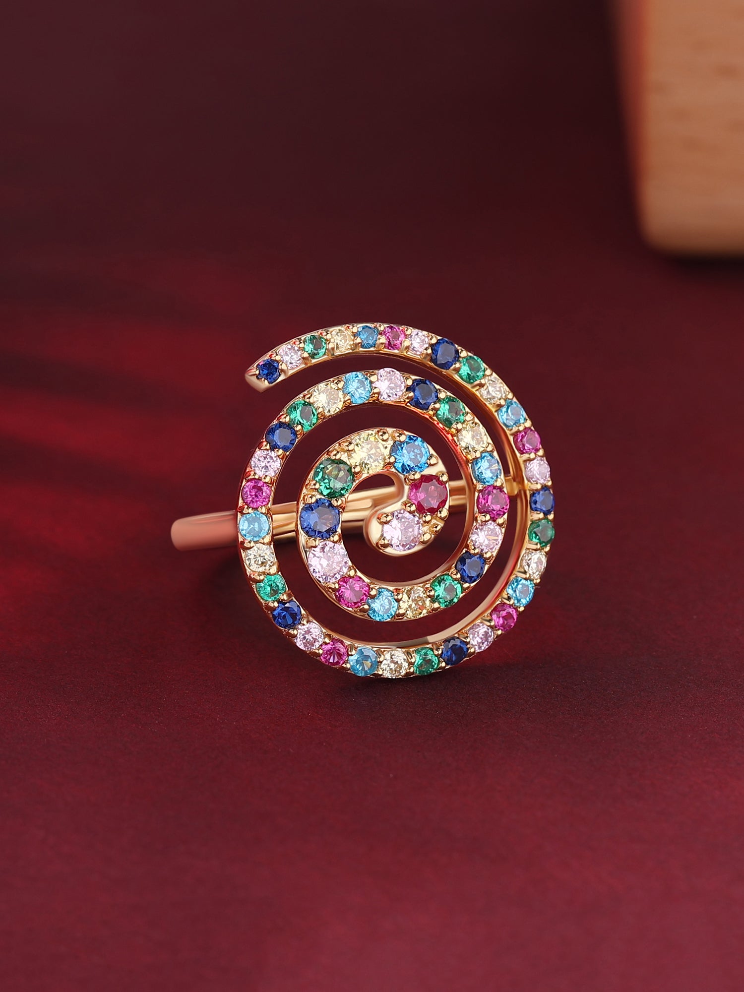 Color Pops Multicolor Cocktail Gold Ring-2