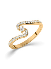 Wave Diamond Ring In Yellow Gold