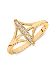 Diamond Bar Ring In Yellow Gold