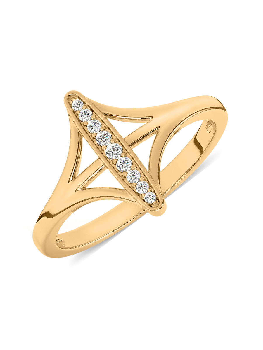 Diamond Bar Ring In Yellow Gold