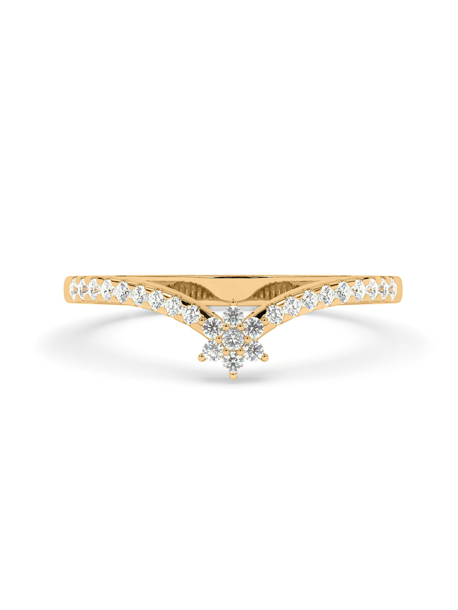 Flower Diamond Ring In Yellow Gold_1