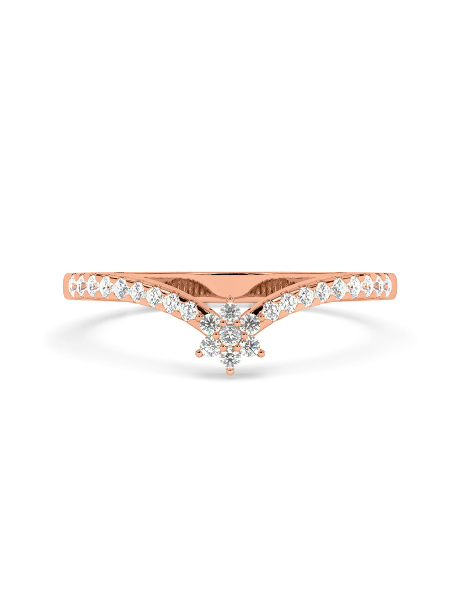 Flower Diamond Ring In Yellow Gold