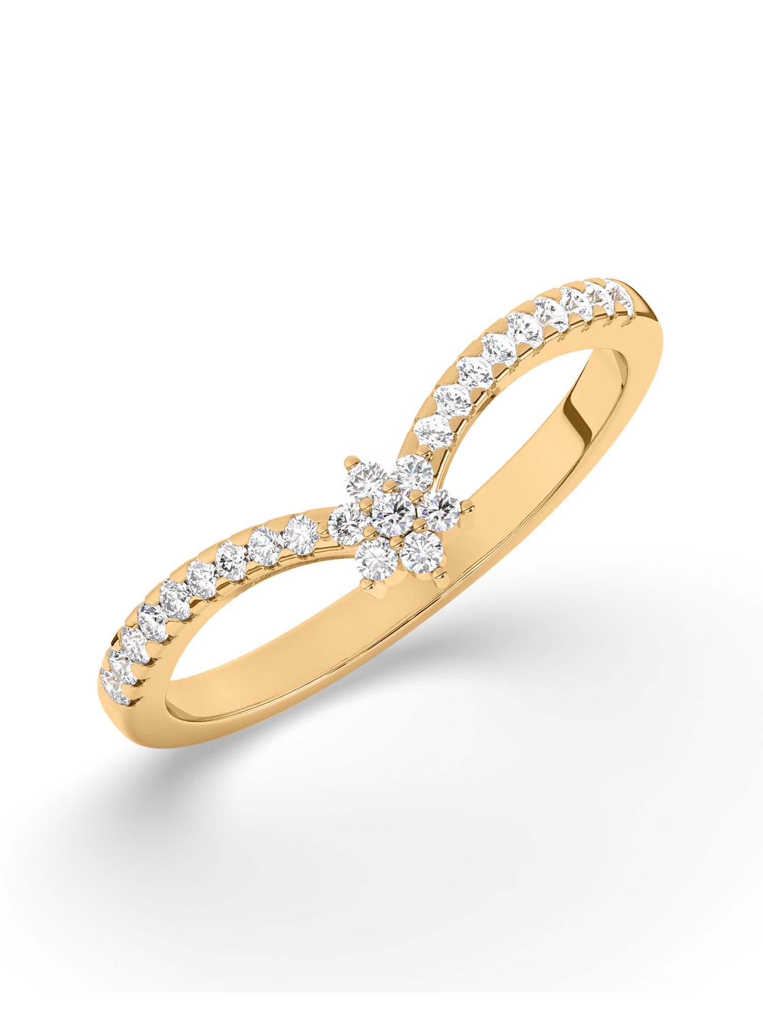 Flower Diamond Ring In Yellow Gold