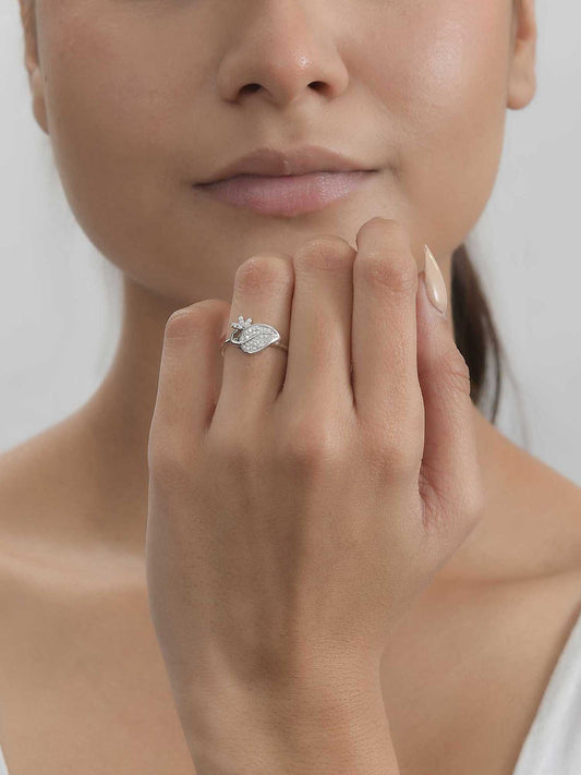 Leaf Design Silver Ring For Women-1