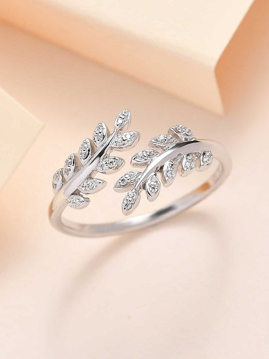 Leafy Diamond Look Ring For Women