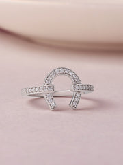 925 Silver Diamond Look CZ Horseshoe Ring For Women