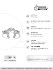 925 Silver Diamond Look CZ Horseshoe Ring For Women