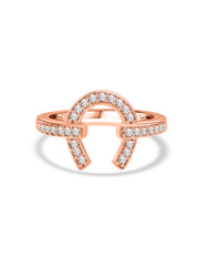 925 Silver Diamond Look CZ Horseshoe Rose Gold Ring For Women