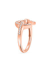 925 Silver Diamond Look CZ Horseshoe Rose Gold Ring For Women