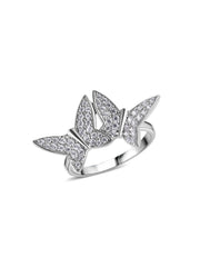 Twin Butterfly American Diamond Silver Ring-1Twin Butterfly American Diamond Silver Ring-2