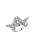 Twin Butterfly American Diamond Silver Ring-1