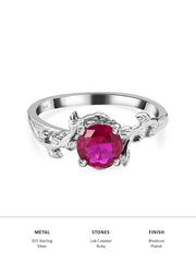 Vintage Ruby Ring In 925 Silver