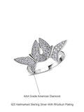 Twin Butterfly American Diamond Silver Ring