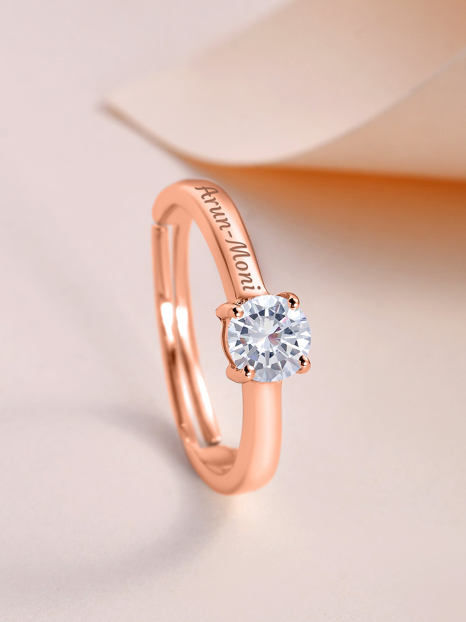 Ornate Jewels 0.8 Carat American Diamond Rose Gold Adjustable Ring