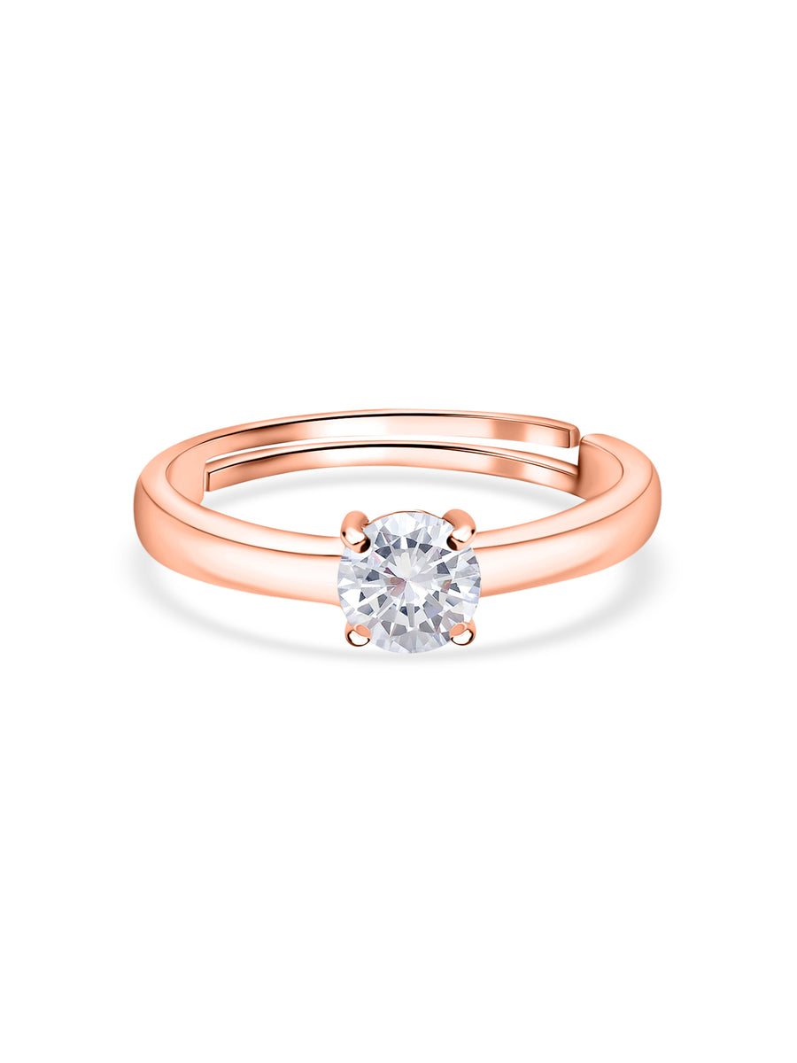 Ornate Jewels 0.8 Carat American Diamond Rose Gold Adjustable Ring-1