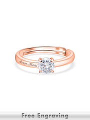 Ornate Jewels 0.8 Carat American Diamond Rose Gold Adjustable Ring