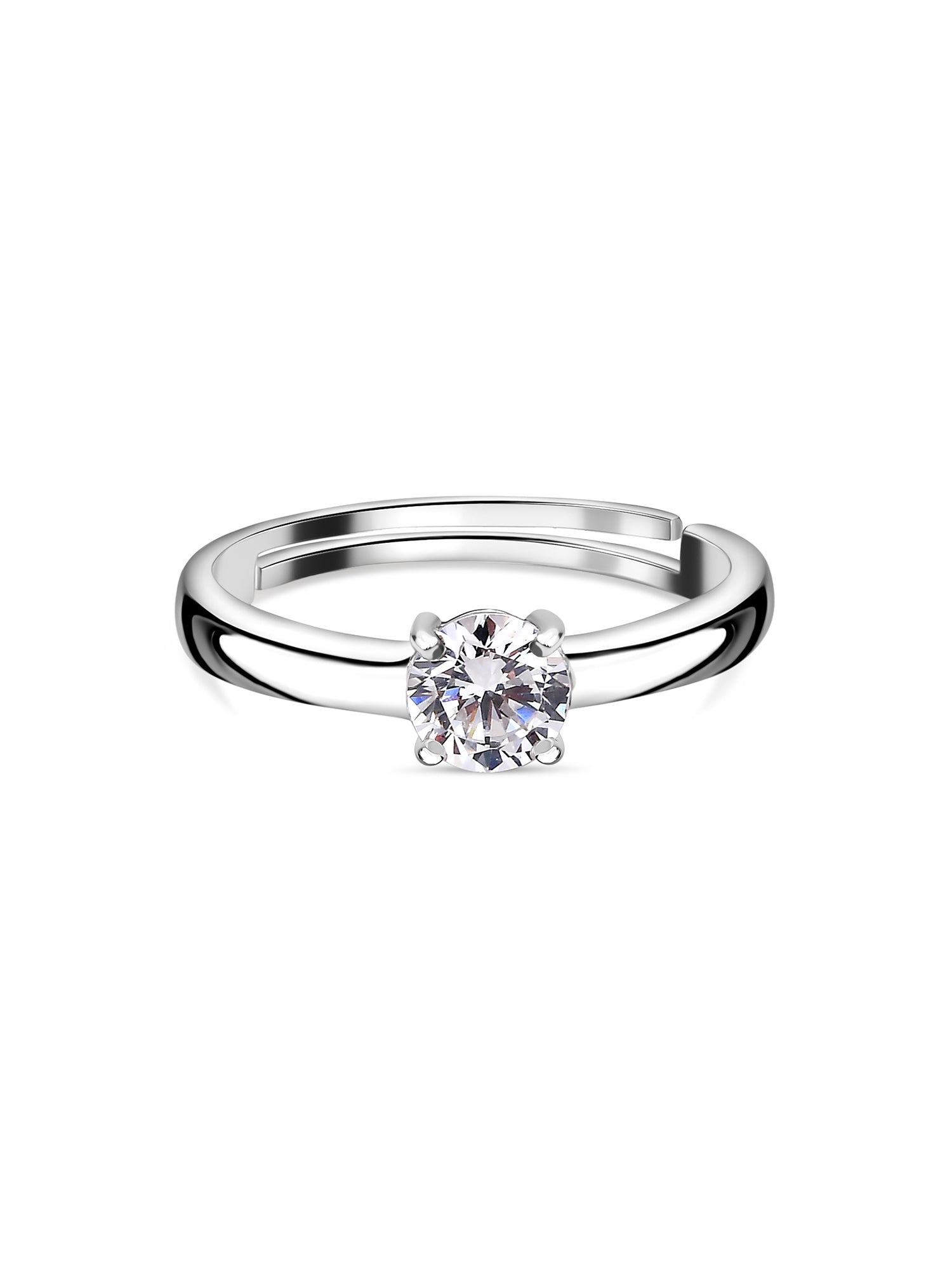 Ornate Jewels 0.8 Carat American Diamond Solitaire Adjustable Ring