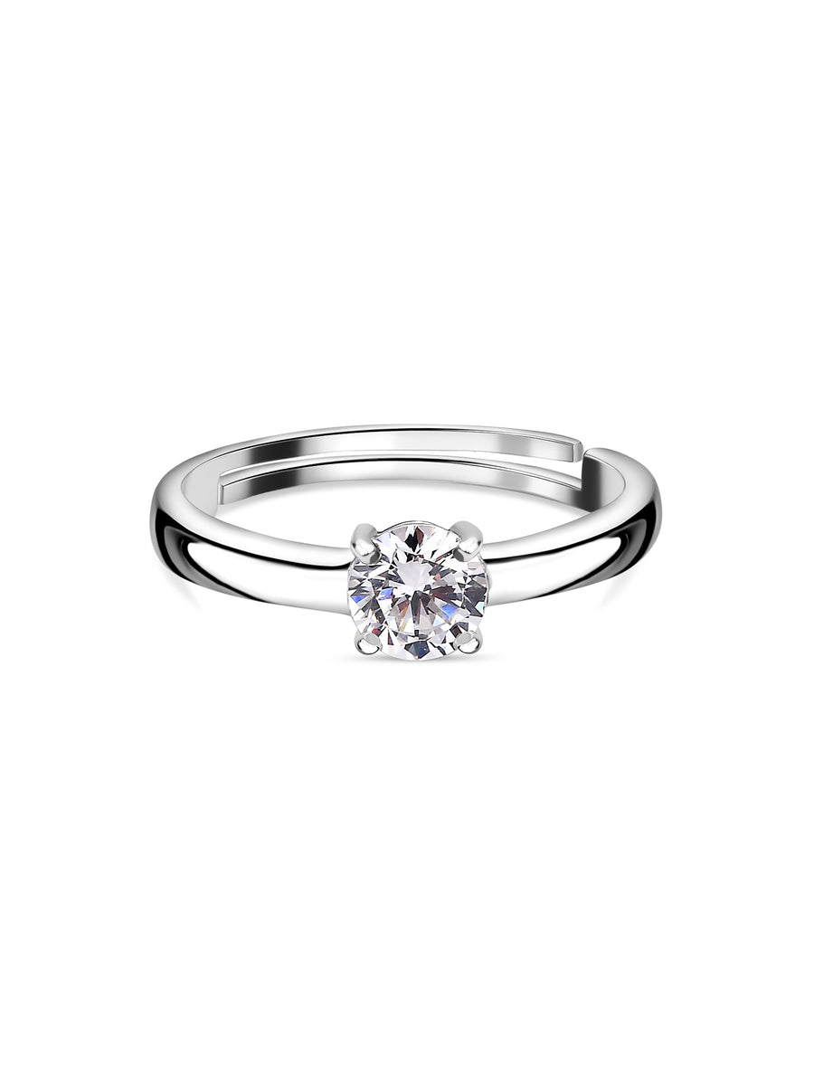 Ornate Jewels 0.8 Carat American Diamond Solitaire Adjustable Ring-2