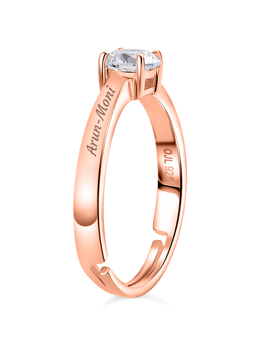 Ornate Jewels 0.8 Carat American Diamond Rose Gold Adjustable Ring