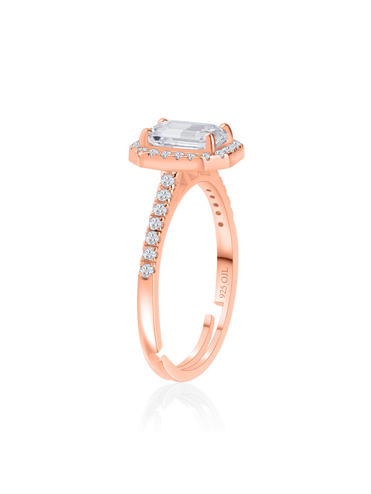 1.5 Carat American Diamond Rose Gold Adjustable Halo Ring