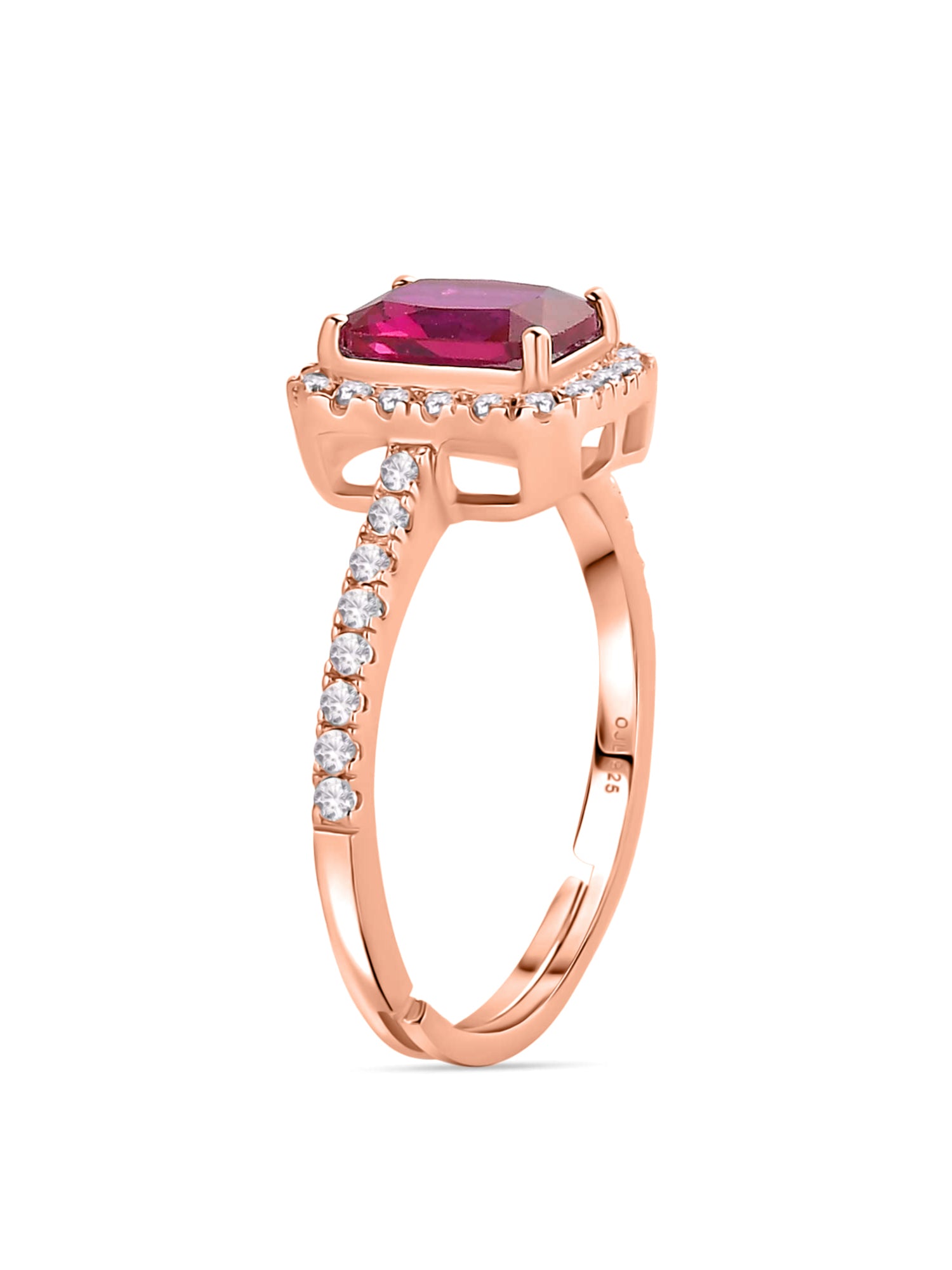 Rose Gold Synthetic Ruby Adjustable Statement Party Ring