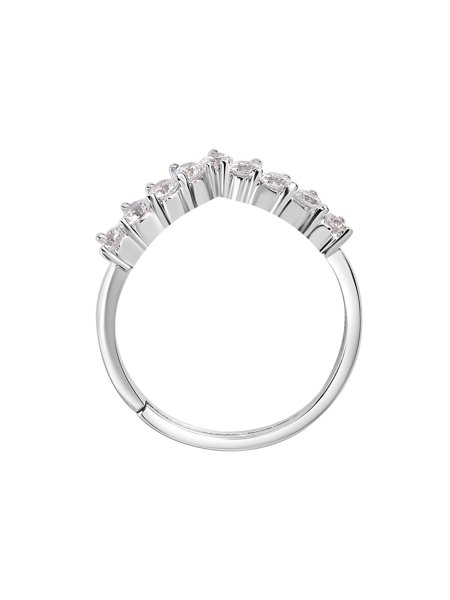American Diamond Adjustable Chevron Rings In 925 Silver